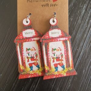 Hand Crafted Festive Red and White Earrings